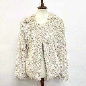 Sanctuary Cream Shaggy Faux Fur Jacket Fluffy Size Small